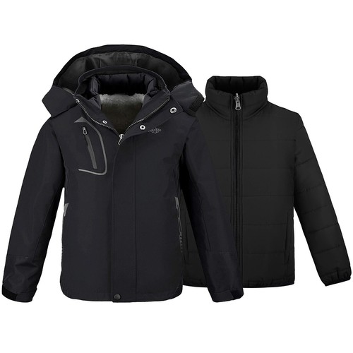 Wantdo Kid Boys' 3 in 1 Winter Jacket Waterproof Warm Winter Coat Puffer Jacket - Picture 11 of 38