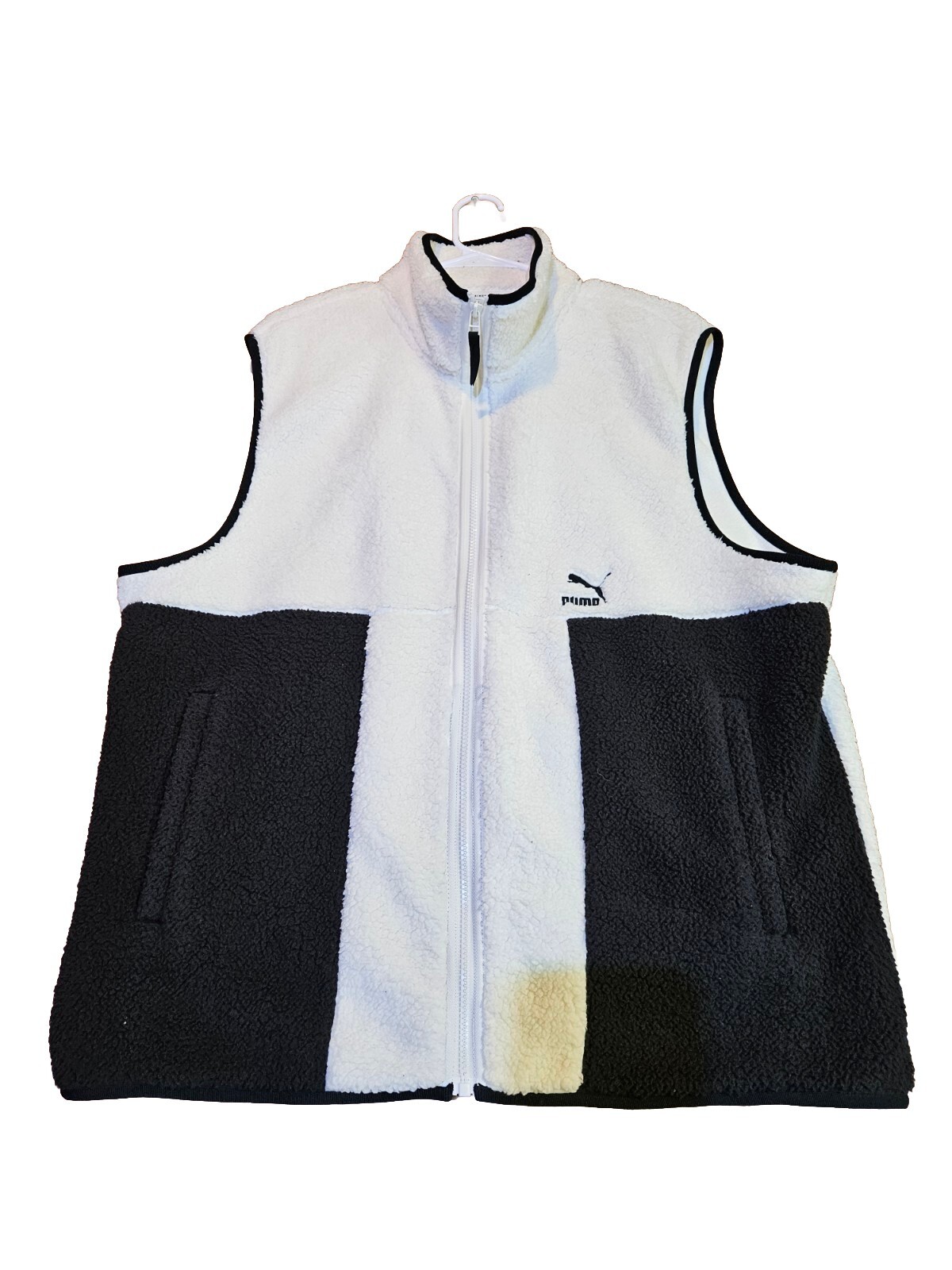 Puma Clsx Sherpa Gilet Full Zip Vest Mens Off White Casual Athletic Outerwear XL