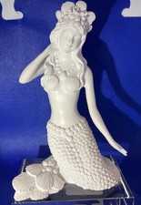 Mermaid Statue Fairy Sculpture Nautical Figurine on Acrylic Base
