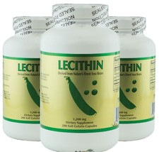 3 Bottles of Lecithin 1200mg 200 Softgels anti-oxidant , FRESH FREE US SHIPPING