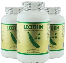 3 Bottles of Lecithin 1200mg 200 Softgels anti-oxidant , FRESH FREE US SHIPPING