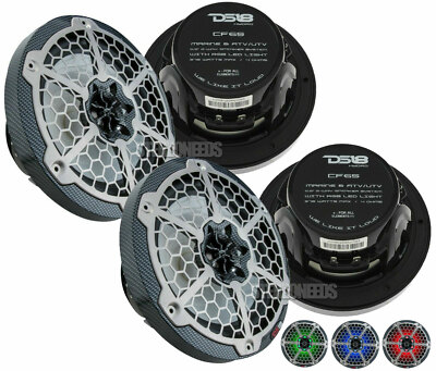 4 DS18 CF65 6.5'' Marine Audio Speakers ATV UTV Boat Golf Cart Powersport LED RGB