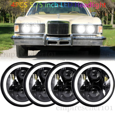 For Mercury Cougar 1967-76 Monterey Comet 4PCS 5.75'' Round LED Headlights Hi/Low