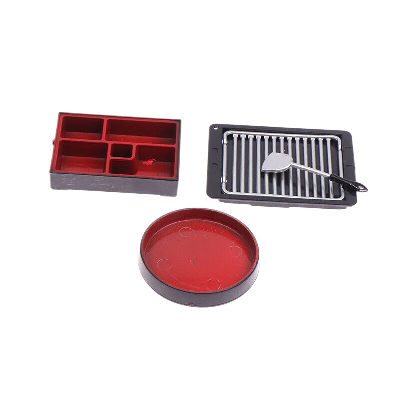 2Pcs 112 Dollhouse Mini Dinner Plate Tray Pot Casserole Tableware