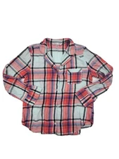 Victoria's Secret Size Small Red And Blue Plaid Button Down Pajama Top
