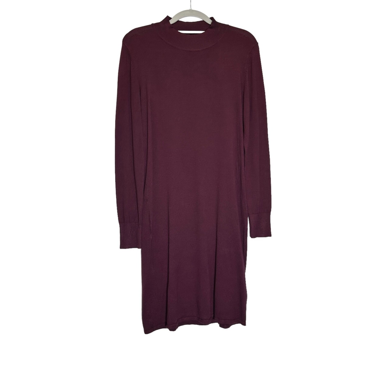 long sleeve burgundy sweater dress Burgundy Floral Embroidered Knitted Long Sleeve Midi Dress
