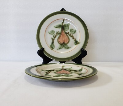 John B Taylor Plates 7 7/8'' Harvest Salad Bread Dessert Fig Leaves 1950s Qty 2