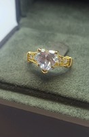 Gold Rose Pink Heart Created Diamond Ring Valentines Special Gold Rose Pink Heart Created Diamond Ring Valentines Special