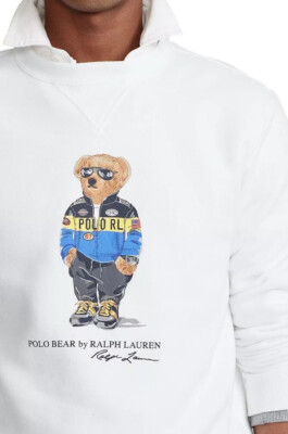 NWT POLO RALPH LAUREN Men's XXL White Racing PoloBear Cotton Blend