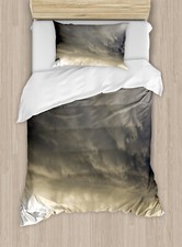 Image of Grey Duvet Cover Set Cloudy Dark Sky Hurricane