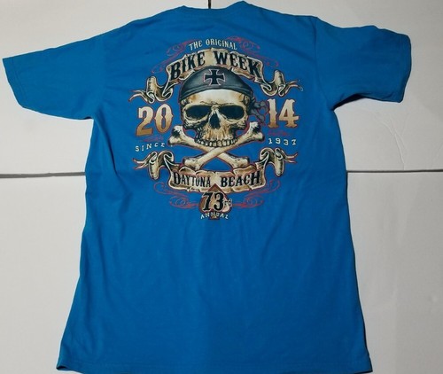 Daytona Beach Florida 73rd Annual Bike Week 2014 Biker T Shirt L Preowned - Picture 4 of 12