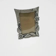 Vintage Miniature Metal Floral Rectangular Picture Frame 