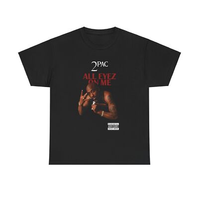 Tupac 2Pac All Eyez on Me Rap Hip Hop Street Black T Shirt Heavy Cotton Tee
