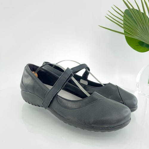 Naot Kukamo Mary Jane Damenschuh Größe 41 10 schwarz Leder flache Korkinnensohle