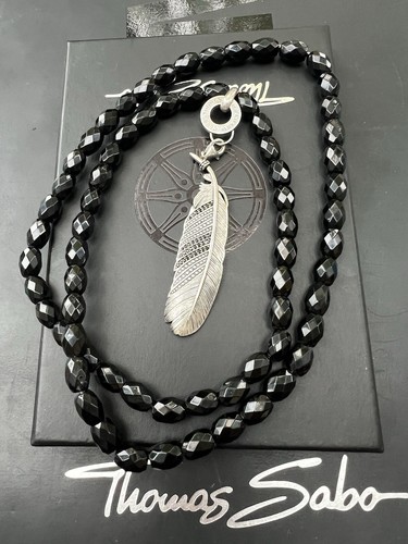 Collier de perles Thomas Sabo Rebel At Heart et grand pendentif breloque plume - Photo 6 sur 12