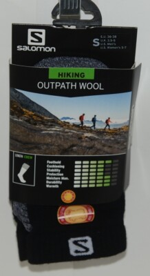 Salomon C12176 Hiking Outpath Wool Crew Sock Black Forged Iron Colors Small