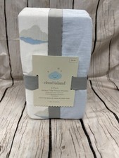 Fitted Jersey Crib Sheet - Cloud Island Clouds and Solid Blue - 2pk