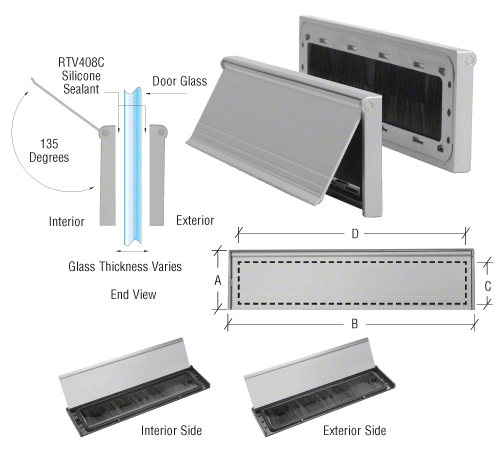 CRL NDMS13A Satin eloxiert 3" x 11-1/2" Postschlitz ohne Entwurf - neuer Stil - Bild 2 von 6