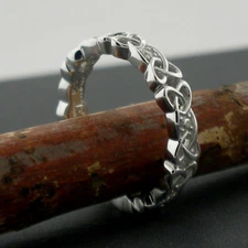 Shanore Sterling Silver Celtic Knot Wedding Ring with Diamonds Various Sizes