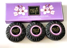 3 Bar Maja Spain Plum Blossom Luxury Scented Perfume 3.5oz Soap Gift Box Bath 