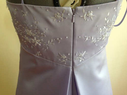 David's Bridal Lavender Empire Bridesmaid Formal Evening Gown Decorated Bodice 8 - Picture 5 of 11