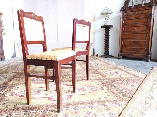 COPPIA POLTRONCINE IN MASSELLO ORIGINALI DI EPOCA 900' RESTAURATE - Picture 24 of 24