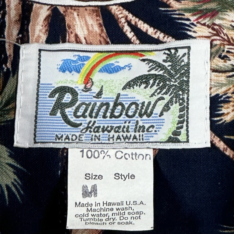 Camisa Rainbow Hawaii Inc Manga Corta Isla Negra Abotonada Talla L Tablas de Surf Foto 3 de 4