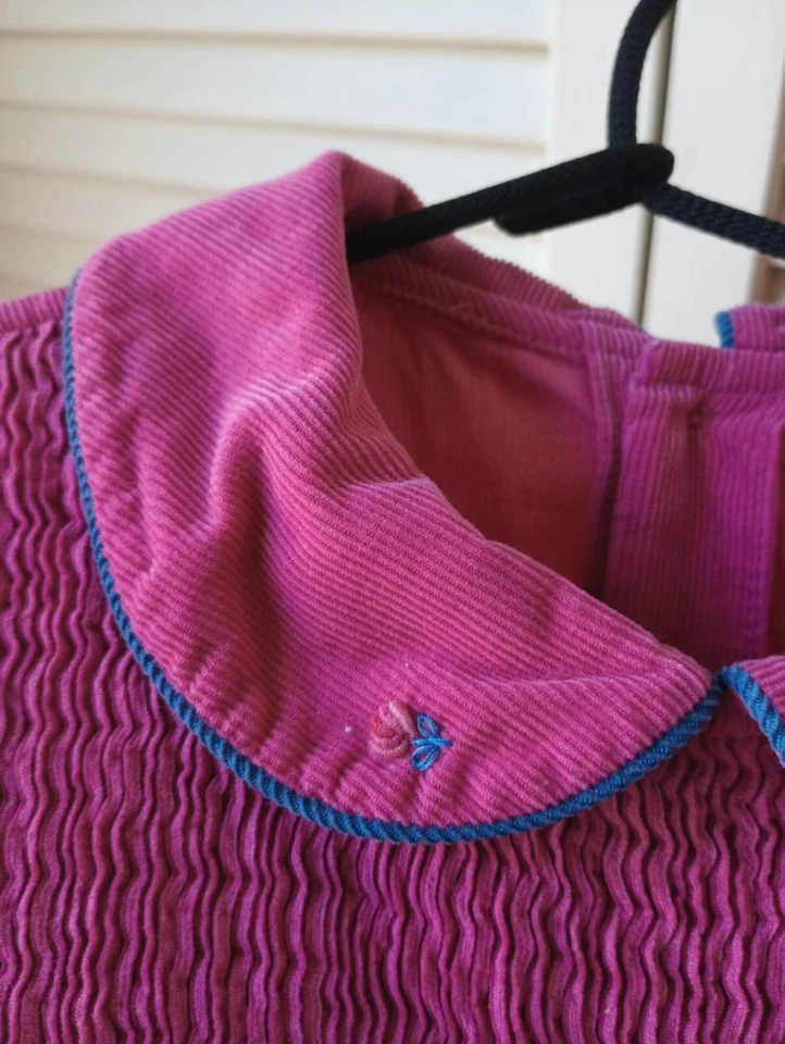 Meninas SOPHIE DESS 4T Veludo Rosa Brilhante Floral Botão de Tubulação Gravata Traseira - Imagem 2 de 4