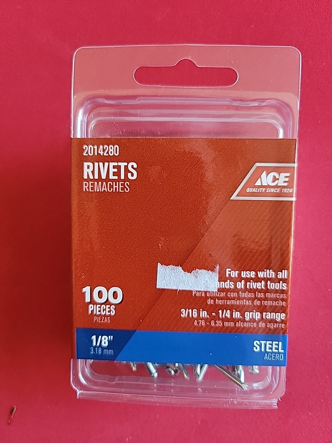 Ace Rivet Ace 1/8 in. D X 1/4 in. Steel Rivets Silver 100 pk | eBay