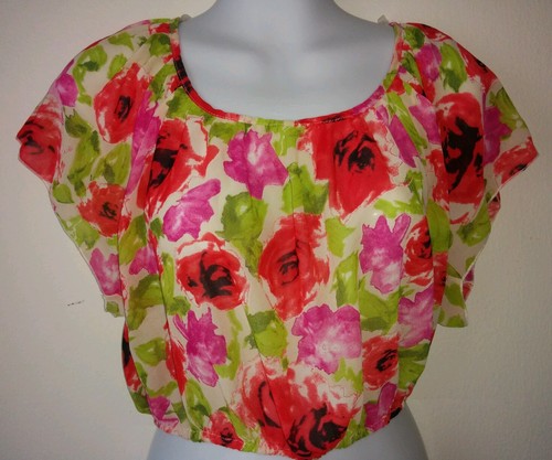 Neu mit Etikett Crop Blouson Top Rot/Rosa Large - Bild 2 von 2