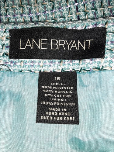 Lane Bryant Aqua Blue Shiney Thread Tweed Skirt Womens sz 16 Nwt Hong Kong Made - Picture 6 of 9