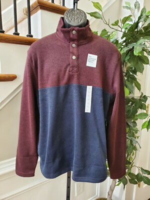 Sonoma Men's Blue & Maroon 100% Polyester Long Sleeve Supersoft Sweater Size XL