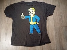Men's Large Fallout Vault Boy Graphic T Shirt Short Sleeve Used Gray gamer shirt