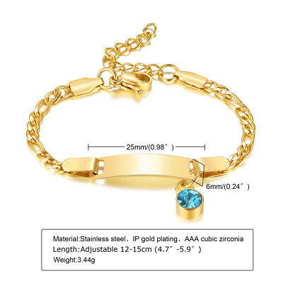 Personalize Newborn Baby Kid ID Name Bracelet Chain Birthday Gift Engraving