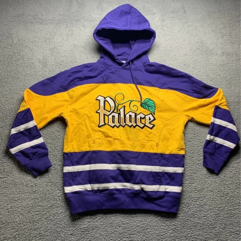 Palace Hoodie Sweatshirt Jacket Mens Large Yellow Purple Logo