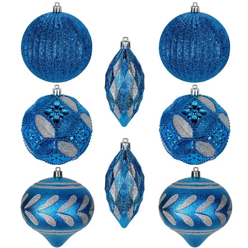 8PCS 4" Christmas Ball Ornaments Shatterproof Blue Christmas Tree Decorations...