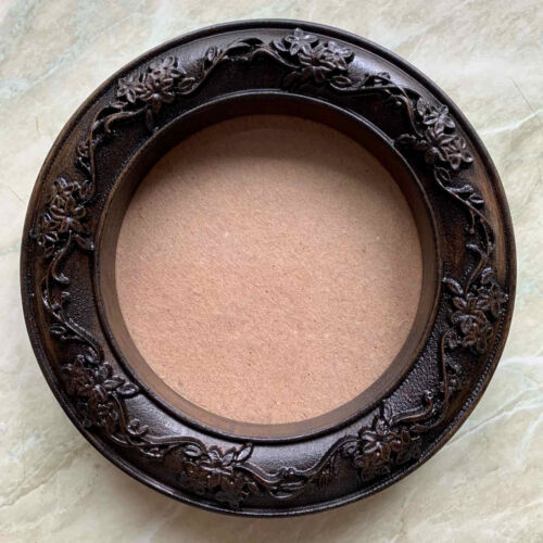 Round Floral Ornate Photo Picture Decorative Frame Small Wood Circular Frames - Picture 3 of 7