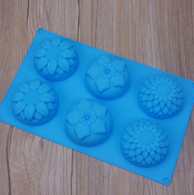 6-Flower Sunflower Chrysanthemum Cake Mold DIY Cookie Mould Flexible Silicone