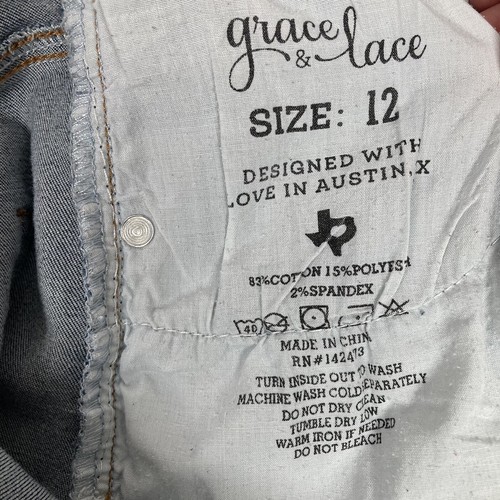 Grace & Lace Patched Distressed Denim Shorts Dunkle Waschung Größe 12 Blau - Bild 12 von 12