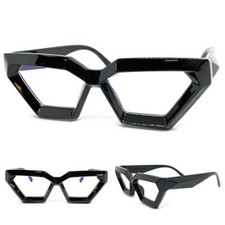 Womens Exaggerated Modern Retro Cat Eye Clear Lens EYE GLASSES Thick Black Frame