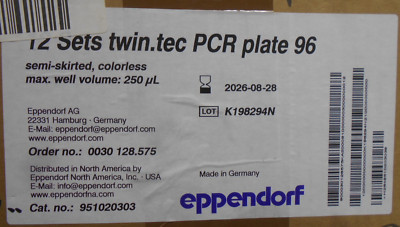 Eppendorf 951020303 12-Sets twin.tec PCR plate 96 Semi-skirted, Factory Sealed