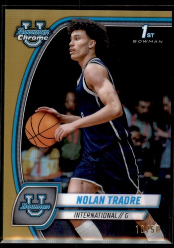 2024-25 Bowman Chrome U GOLD REFRACTOR Nolan Tradre International #56 10/50