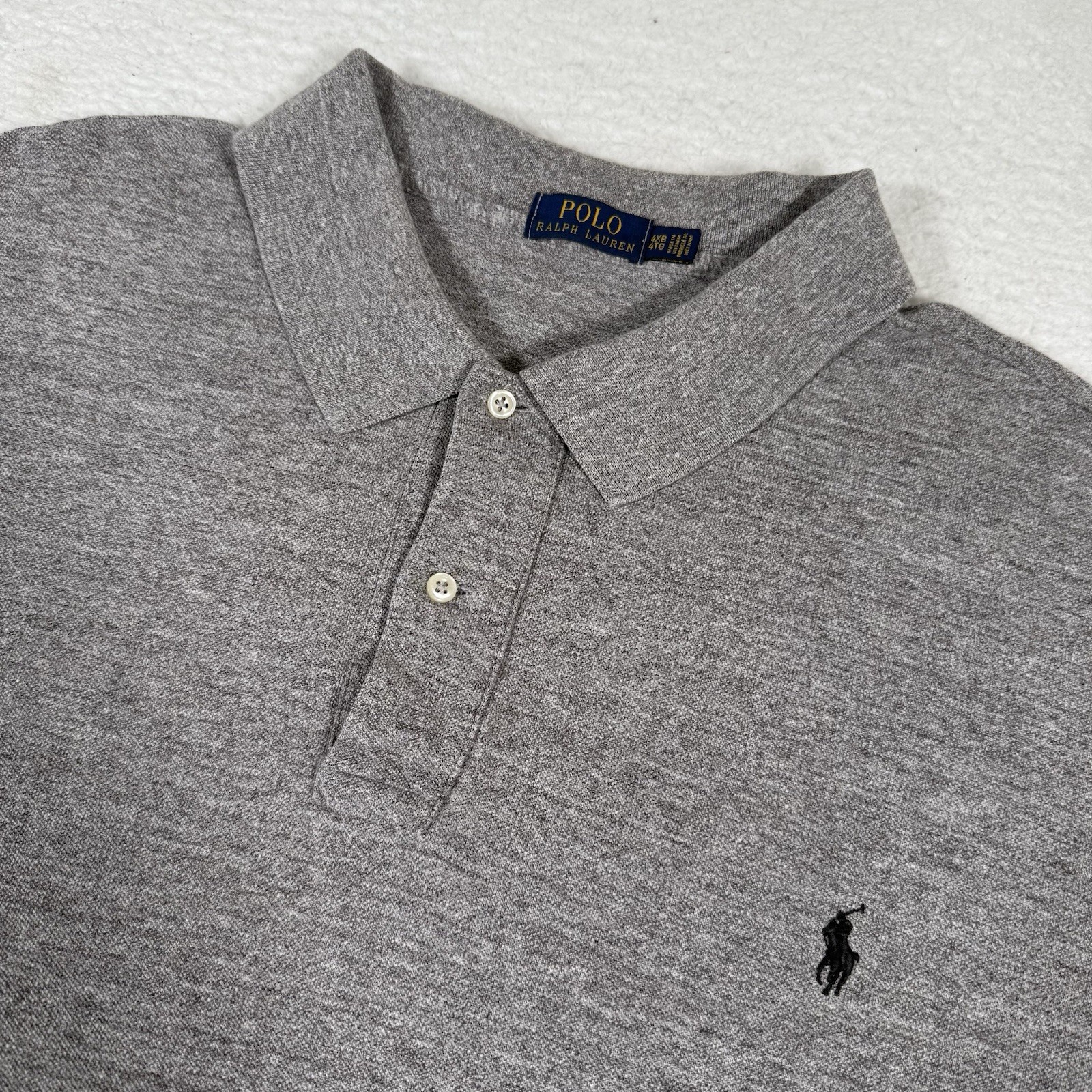 Polo Ralph Lauren camicia uomo 4XB grigio manica corta nero pony golf colletto top