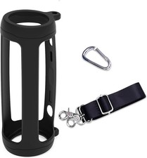 Silicone Case for JBL Flip 6 Speaker  Strap  Carabiner - Black
