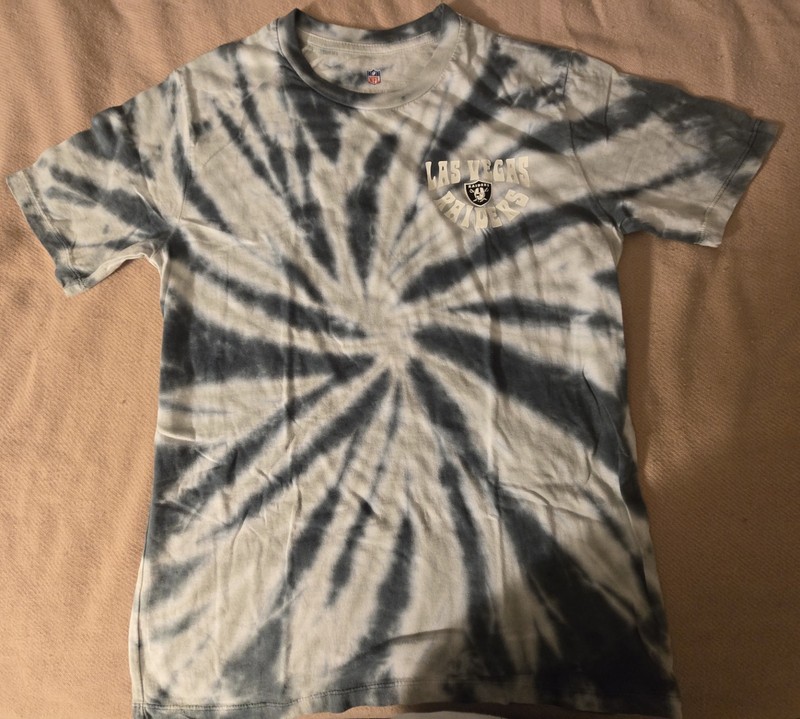 Las Vegas Raides Tye-die Silver & Black NFL Boys Shirt Large 14/16