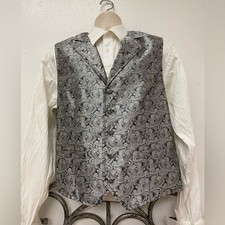 Scully Mens Western Silver Paisley Vest sz M