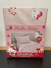 Hello Kitty Holiday Candy Cane Love Twin Sheet Set 3 Piece Set New Ships Fast