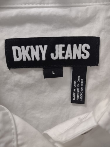 Women's DKNY White Button-Down Shirt Long Sleeve Large - Picture 2 of 5