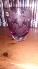 Caithness engraving  Glass red Squirrel  Signed vase