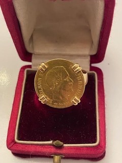 Bague En Or 18 Carat 750/1000 Avec Monnaie 10 Franc Or Marianne 8 4 Grammes